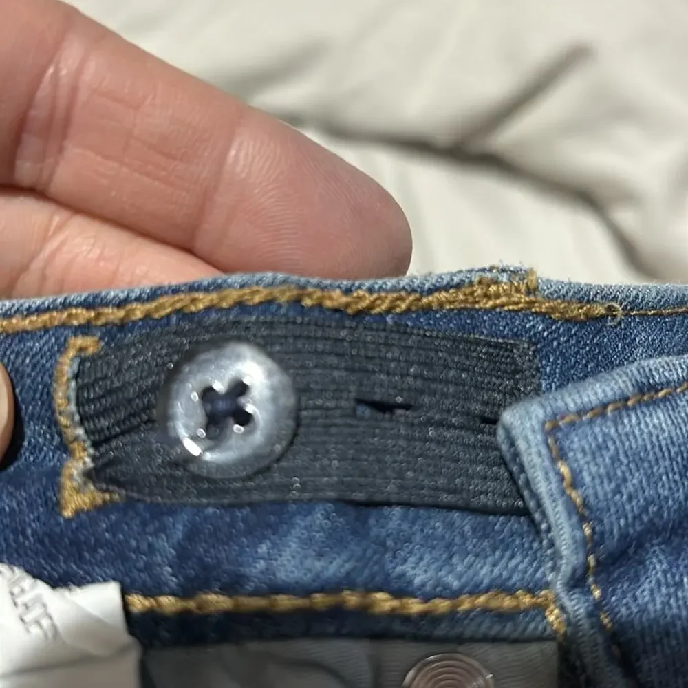 Indigo Rein 7 denim blue jean adjustable waist flare bell bottom distressed nwot